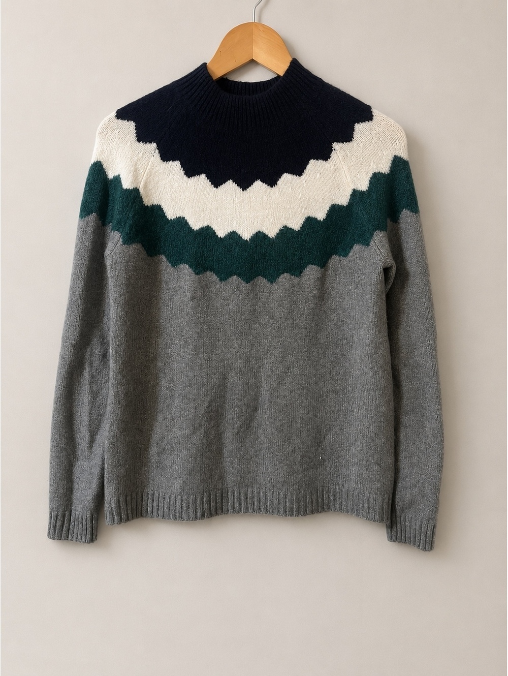 Talbots Women's Colorblock Knit Pullover Sweater with Zigzag Pattern